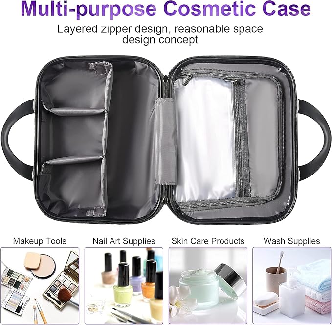 14-Inch Makeup Train Case Hardshell PC+ABS Travel Cosmetic Organizer, Makeup Storage Box for Toiletry Durable Portable Gifts for Women. - Image 6