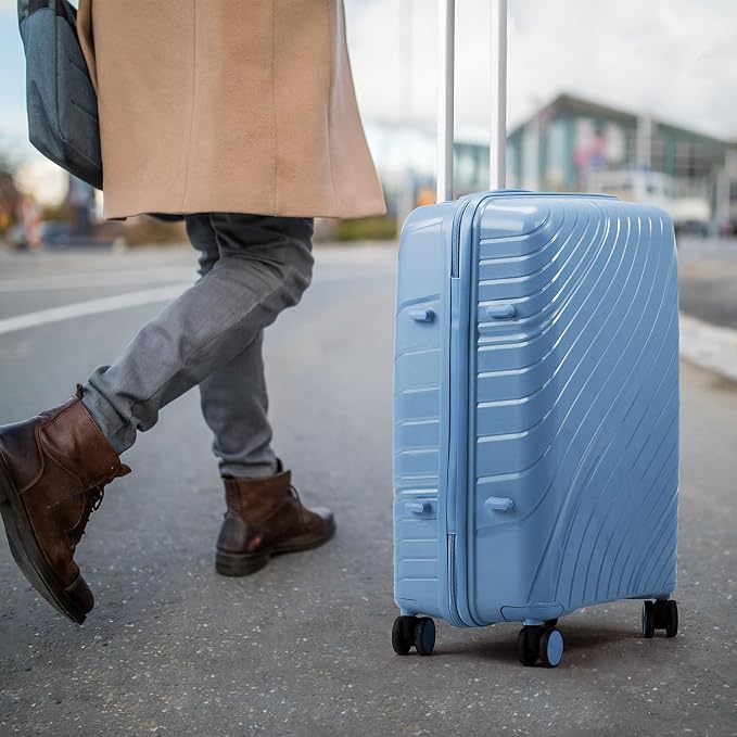 Karl home Luggage Sets 3 Piece, PP Hardshell Carry on Suitcase with Bags, Lightweight Suitcase Sets with Spinner Wheels TSA Lock Waterproof Rolling Luggage for Travel (3pcs, Sky Blue) - Image 7