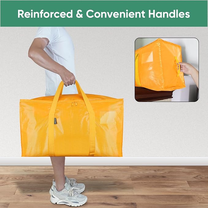 BALEINE 4-Pack Oversized Moving Bags with Reinforced Handles, Heavy-Duty Storage Tote for Clothes, Moving Supplies (Light Yellow, 4-Pack) - Image 5