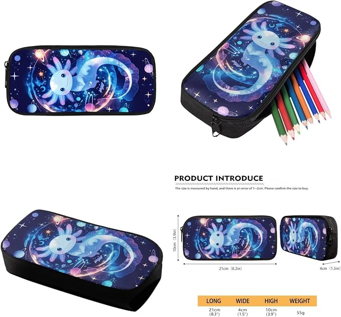 Axolotl Backpack with Lunchbox Kids Space School Bag and Lunch Bag Set for Boys 6-8 Large Capacity Bookbag/Lunch Box/Pencil Case/Water Bottle Holder, 4 Piece Solar System Planet Backpacks - Image 6