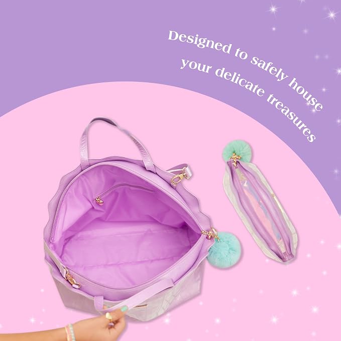 Glimmer Wish Mermaid Overnight Bag and Shell Cosmetic Bag for Essentials and Cosmetics, Secure and Organized Travel Bags, Gifts for Teens and Girls - Image 4