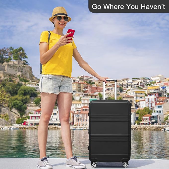 Kono 28 Inch Luggage Expandable Suitcase with Spinner Wheels TSA Lock | Lightweight PC+ABS Hardside Large Checked Luggage Durable Rolling Suitcase Black - Image 2