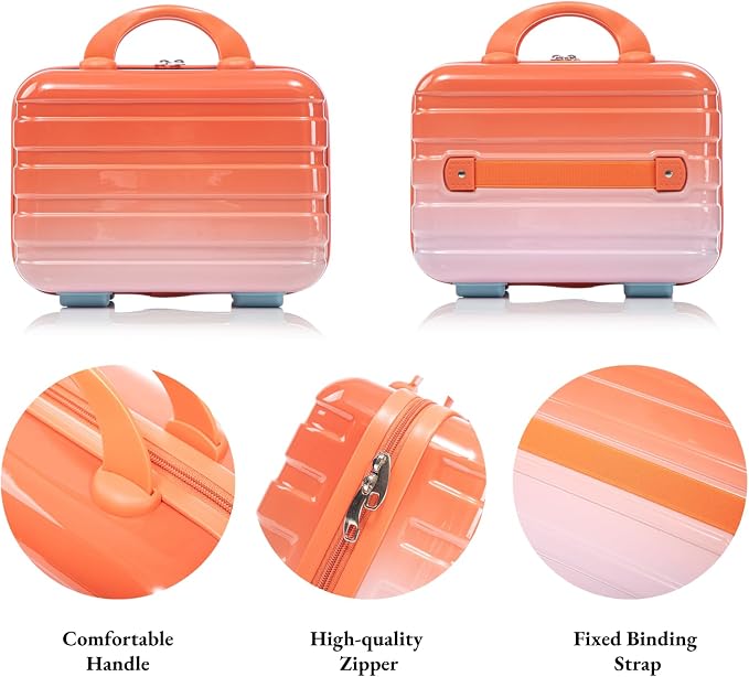 Gradient Red-Blue Luggage Set 14" & 20" - 2 Piece PC Spinner Wheel Suitcases with Combination Lock, Lightweight Carry On for Business & Vacation - Image 4