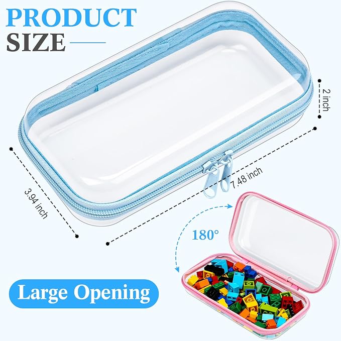 Hoolerry 4 Pcs Hard Clear Zipper Case Makeup Bags Plastic Zipper Pouch Transparent Storage Box Containers for Cosmetics, Snacks, Building Blocks, Puzzles(Clear,7.5 x 3.9 x 2 in,Multicolor) - Image 2