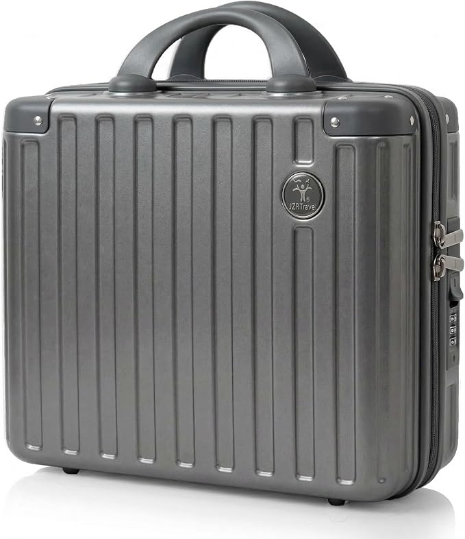 14 Inch Portable Waterproof Hard Shell Travel Makeup Case (Gray) | with Lock, ABS Scratch-Proof, Carrying Cosmetic Organizer Case with Elastic Band, Mini Suitcase Vanity Case for Women Girl by Gigabit