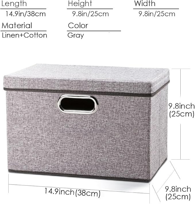 PRANDOM Foldable Storage Boxes with Lids [1-Pack] Linen Fabric Collapsible Storage Bins Organizer Containers Baskets Cube with Cover for Home Bedroom Closet Office Nursery (14.9x9.8x9.8) - Image 5