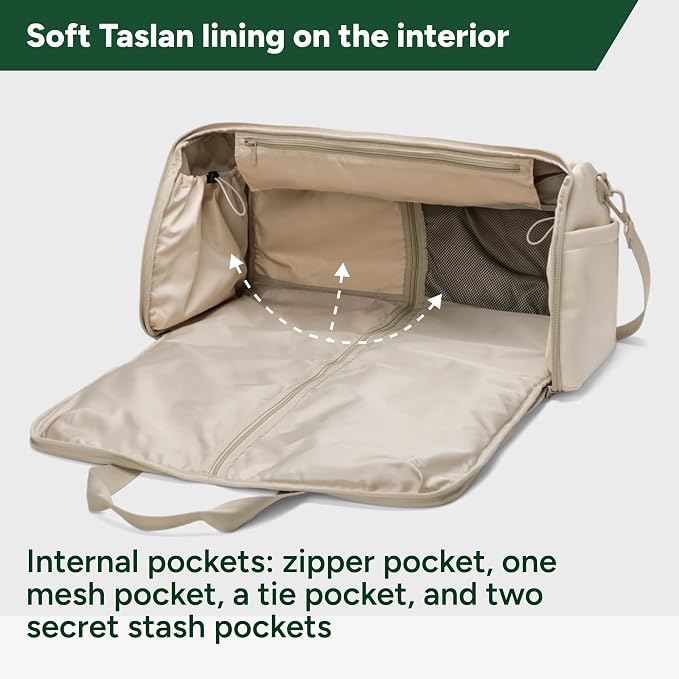 Halfday Convertible 2-in-1 Vegan Leather Premium Garment Duffel Weekender Bag 45L (Carry-on, Wrinkle-Free Travel, Hanging Suit Compartment, Shoe Pockets, Trolley Sleeve), Ivory - Image 3