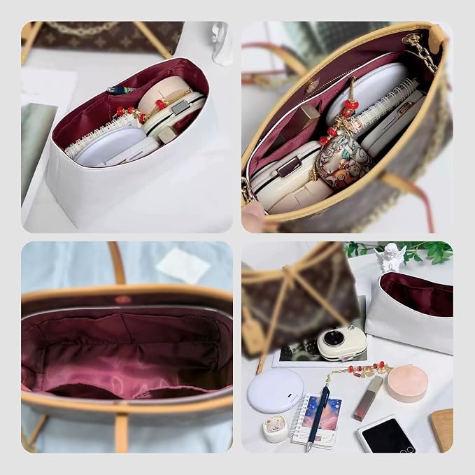 DupontPaper Purse Organizer Insert Compatible with LV CarryAll Cargo Vibe BB Bag,Upgraded Lightweight Water-Resistant Tote Bag Organizer Insert Shaper for Luxury Bags（White-red, BB） - Image 7