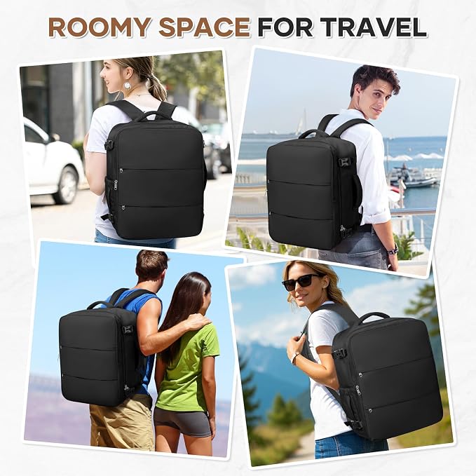 Travel Backpack For Women Men Carry on Backpack Luggage Flight Approved Personal item Travel Bag Essentials Mochila de viaje Laptop College Backpack Large Black - Image 7