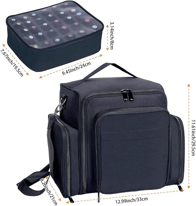 Nail Polish Organizer Case Hold 60 Bottles with 2 Detachable Bag,Black | Portable Travel Storage Box Designed for Women's Nail Tools, Essential Oils and Cosmetics Sets - Image 2
