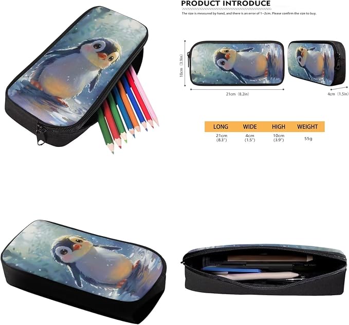 Penguin Backpack for Girls Kids Backpack with Lunch Box Water Bottle Holder with Strap and Kawaii Pencil Case 4PCS Set Cute Bookbag with Compartments 17 inch Large Capacity School Bag for Boys - Image 6