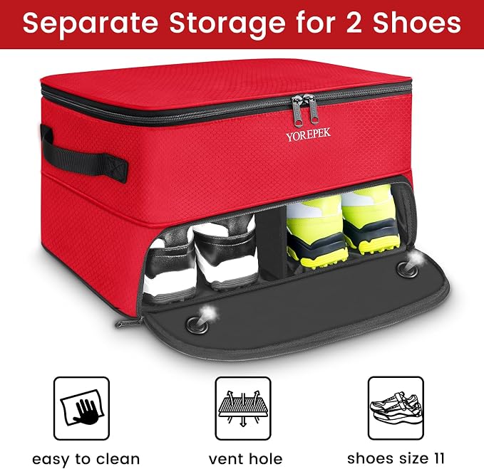 YOREPEK 2 Layer Golf Trunk Organizer, Golf Gifts for Men with Separate Ventilated Compartment for 2 Pair Shoes, Waterproof Car Trunk Locker for Balls, Tees, Clothes, Gloves, Gifts for Golfers - Image 5