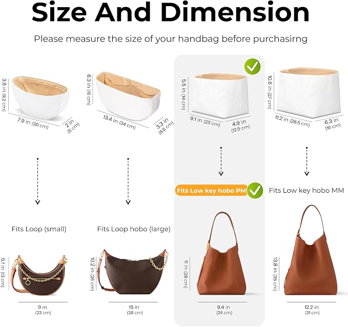 Soft Support Organizer Compatible with LV Low Key Hobo PM | Handcrafted DuPont™ Tyvek®,Handbag Organizer Insert, Precision 1:1 Custom Fit,Vanile,Ideal for Office, Shopping & Daily Carry - Image 2