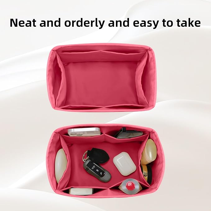 DGAZ Silk Purse Organizer Insert Fits LV Speedy 16/20/25/30/35/40/45 bags，Silky Smooth Bag Organizer，Luxury Handbag & Tote Shaper(Rose lipstick,SP25) - Image 5