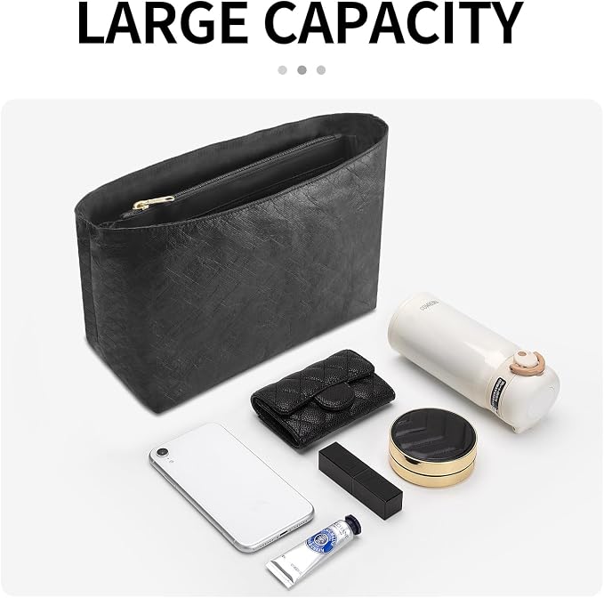 Tote Bag Organizer Insert Compatible with Geya Hobo Handbag, Dupont Paper Inner Purse Organizer Insert Makeup Liner Bag Shaper Black - Image 9