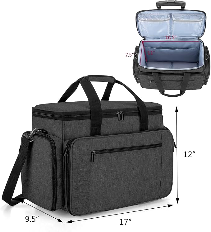 LUXJA Sewing Machine Case with Detachable Dolly, Black | Rolling Tote with Removable Bottom Pad for Most Standard Sewing Machines, Patented Design - Image 5