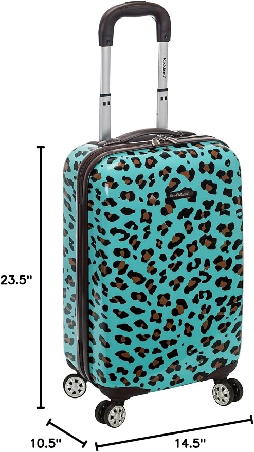 Rockland Safari Hardside Spinner Wheel Luggage, Blue Leopard, Carry-On 20-Inch - Image 5