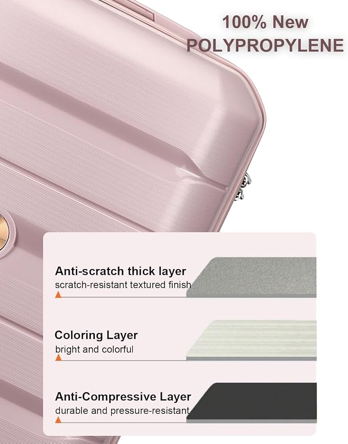 Somago 20 Inch Carry On Luggage Sets Hardside Suitcase with Double Spinner Wheels and TSA Lock YKK Zipper (Nude Pink,14/20) - Image 4