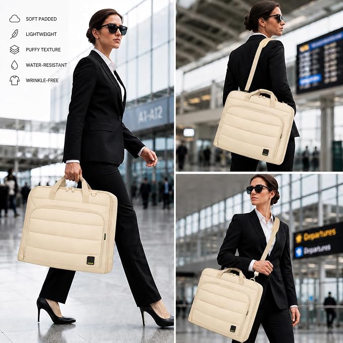 Travel Garment Bag for women,Lightweight Puffy Carry on Garment Bag for Hanging Clothes,44.7'' Waterproof Travel Suit Bag with Shoulder Strap,2 in 1 Foldable Duffle Bag,Khaki - Image 7