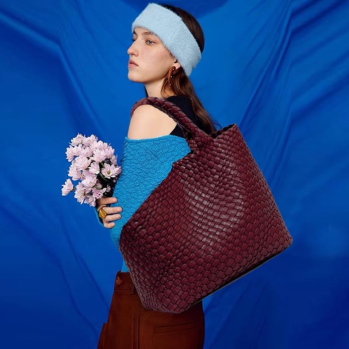 JINMANXUE Fashion Woven Bag Shopper Bag Travel Handbags and Purses Women Tote Bag Large Capacity Shoulder Bags - Image 3