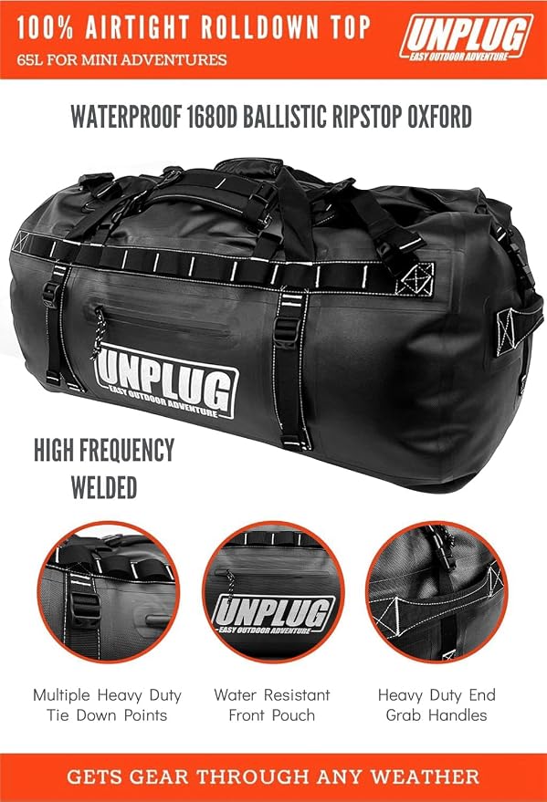 UNPLUG Ultimate Adventure 1680D Waterproof Duffel Bag | 155L Large Travel Bag for Camping & Outdoor Use |155L BLACKOPS - Image 2