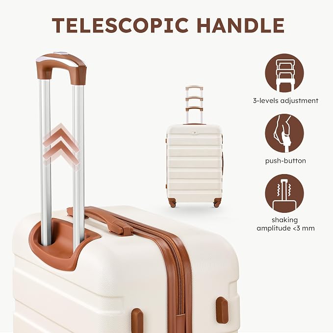 Suitour 4 Piece Luggage Sets, Hard Shell Suitcase Set with Spinner Wheels 16 20 24 28inch Travel Sets(Beige Tan) - Image 4