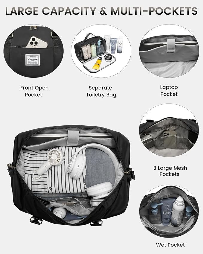 LOVEVOOK Travel Bag Weekender Bags for Women, Carry on Overnight with Shoe Compartment,Duffle Bag with Laptop Pocket,Hospital for Labor Delivery,Gym Tote with Toiletry - Image 3