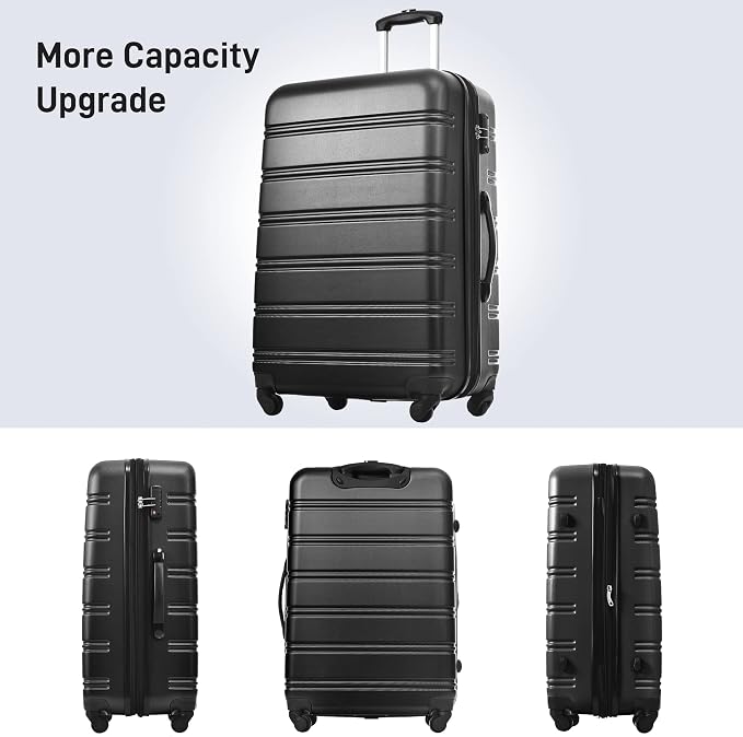Merax Luggage Sets of 3 Piece Carry on Suitcase Airline Approved,Hard Case Expandable Spinner Wheels (Black) - Image 3