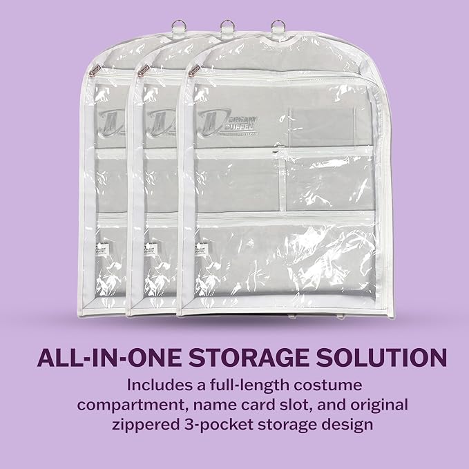 Clear Garment Bags for Dance Costumes 3-Pack, Regular-Size, Side Zipper Entry, Storage Pockets for Shoes & Accessories, Size 37”x18”, Dream Duffel - Image 4