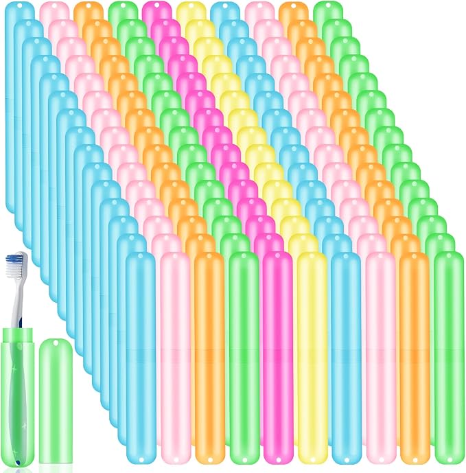 SIKEMAY 150PCS Travel Toothbrush Holder Bulk, Back to School, Classroom Pencil Case for Kids, Toothbrush Case Cover for Travel, Bathroom, Indoor, Outdoor, Trip, Camping, School by SIKEMAY