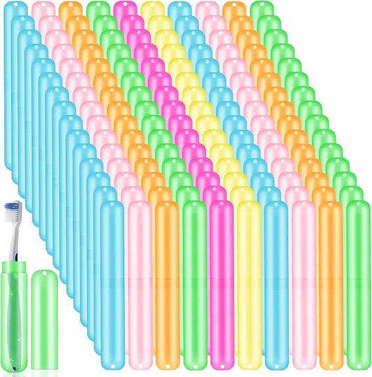 SIKEMAY 150PCS Travel Toothbrush Holder Bulk, Back to School, Classroom Pencil Case for Kids, Toothbrush Case Cover for Travel, Bathroom, Indoor, Outdoor, Trip, Camping, School by SIKEMAY