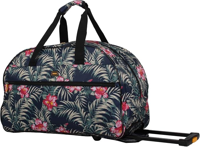 Lucas Designer Carry On Luggage Collection - Lightweight Pattern 22 Inch Duffel Bag- Weekender Overnight Business Travel Suitcase with 2- Rolling Spinner Wheels (ALOHA NAVY, 22in) - Image 2
