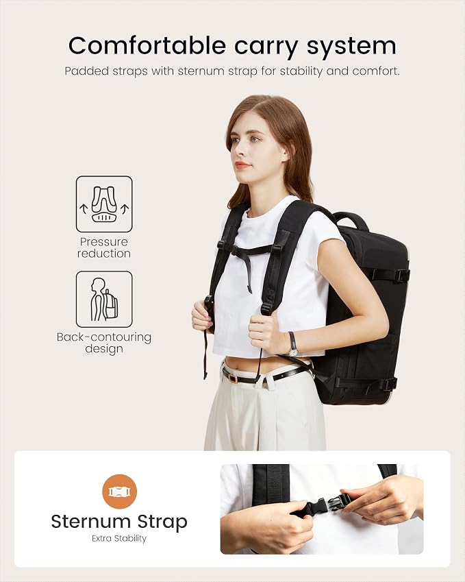 LOVEVOOK Travel Backpack for Women, 40L Carry On Backpack for Airplanes, Personal Item Bag for Airlines Fits 17 inch Laptop,TSA Approved Luggage with 3 Packing Cubes,Waterproof Weekender Gym back pack - Image 5
