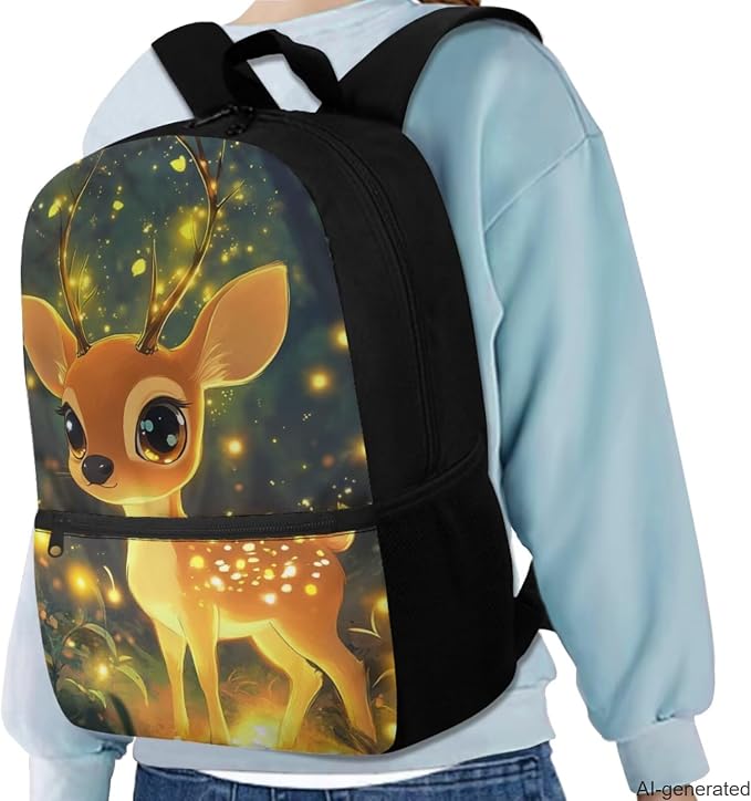 Yellow Deer Pre School Backpack for Girls with Lunch Box Fashion Trend Bookbags for 6Th Grade Kids Lightweight Casual Daypack with Zip Front Pocket Aesthetic New Semester Gifts Bag - Image 2