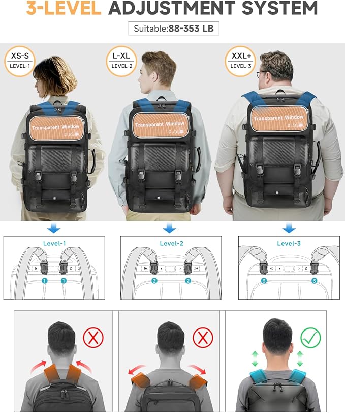 Travel backpack for men,60L Extra Large Carry on Backpack Durable Convertible Duffle Bag with Shoe Compartment Fit for 17 Inch Laptop for travel, camping,Weekender Hiking - Image 2