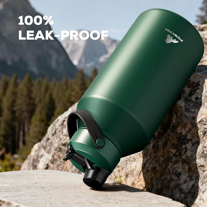 POWCAN 64 oz Insulated Water Bottle with Carrier Bag, 2-in-1 Straw & Spout Lid, Leakproof, Keep Cold 48H, BPA-Free, Stainless Steel Water Bottle with handle for Workout, Trip and Fitness (Forest) - Image 7