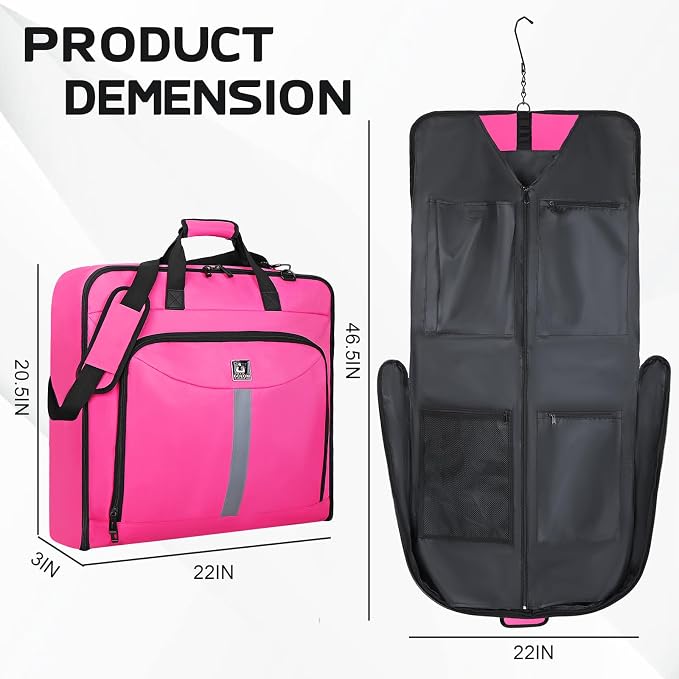 Goloni Garment Bag For Men Women Travel & Business,Hanging Clothes & Multiple Compartment,Waterproof Foldable Suit Bag Rose - Image 5