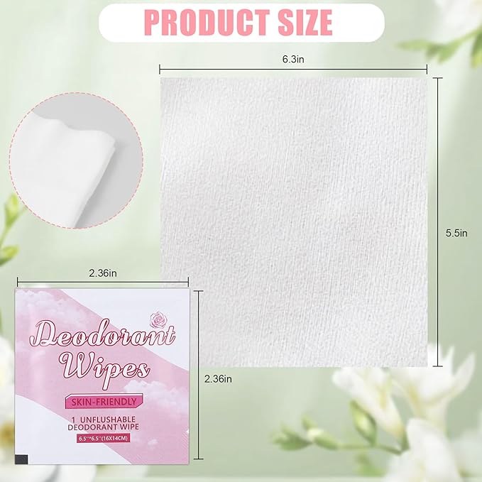 100 Pcs Deodorant Wipes Individually Wrapped Mini Deodorant Travel Size Wet Armpit Wipes Travel Deodorants Bulk for Women Men Homeless Personal Cleansing Wipe Butt Hands Face Underarm Sports(Rose)