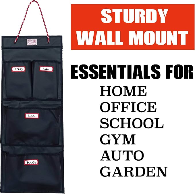 Rough Enough Locker Organizer Hanging Accessories Storage Organization with 4 Pockets for Work Door Gym Wall Black Tarpaulin - Image 3