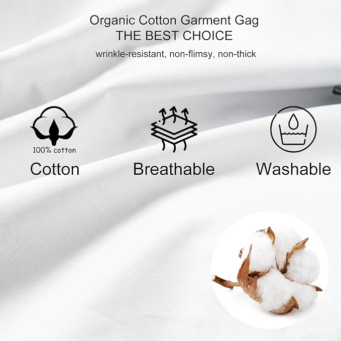1PC Luxury 48'' Organic Cotton Garment Storage Bag | 4 Cedar Blocks for Fresh Smell| Breathable Garment Bag for Hanging Clothes for Closet Best for Suits, Sweaters, Short Dresses, Gowns - Image 5