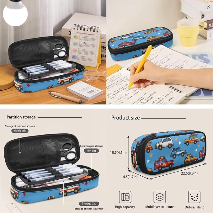 Boys Girls Backpack Waterproof Cartoon Truck Cars School Bag for Kids 3 Piece Backpacks with Insulated Lunch Bag and Pencil Case School Supplies Teen Large Capacity School Bookbag - Image 5