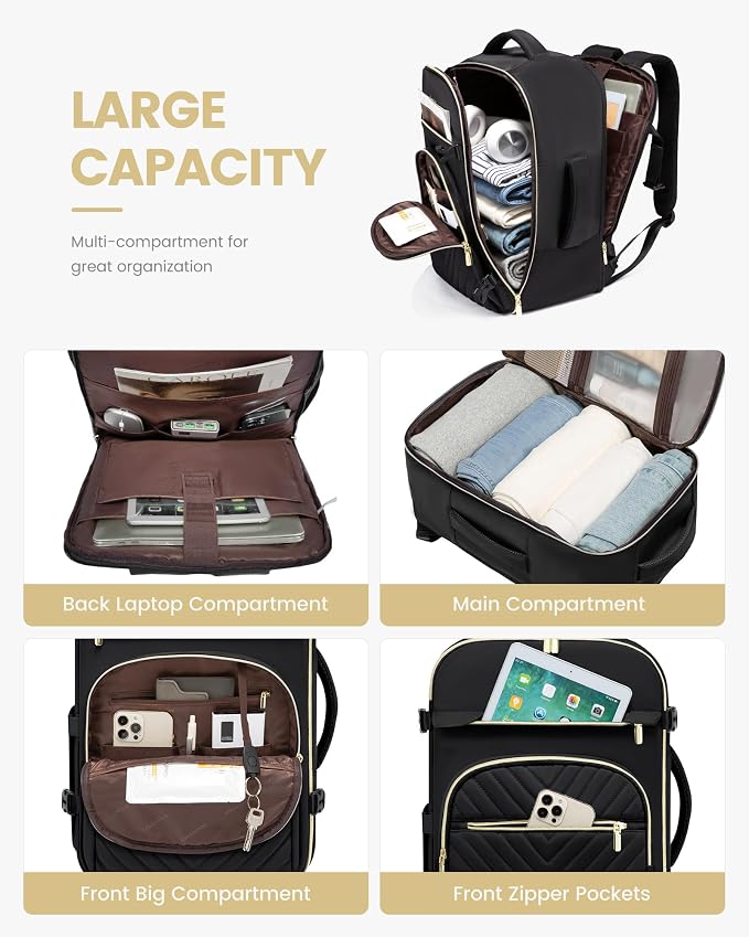LOVEVOOK Large Travel Backpack for Women, 50L Carry on Backpack for Airplanes, TSA Personal Item Travel Bag for Women fits 18" Laptop, Waterproof Carry on Bags with 4 Packing Cubes - Image 3