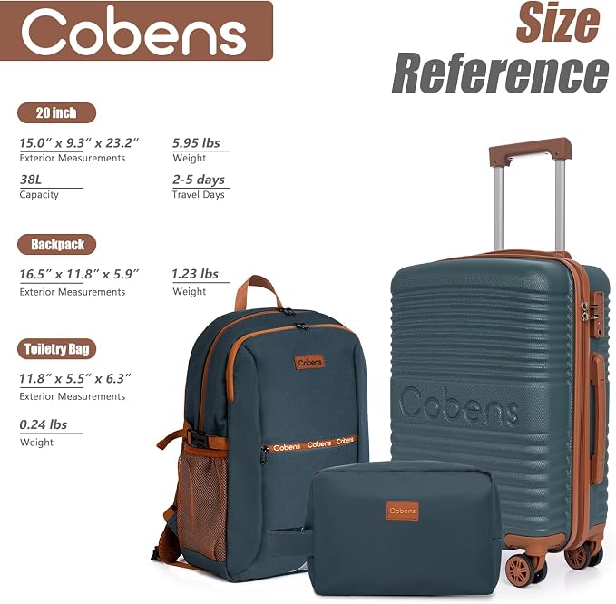 Carry-on Luggage 22x14x9 Airline Approved, Suitcases with Wheels Hardshell， Lightweight Luggage Set with TSA Lock， 20Inch Black Carry-on Suitcase - Image 2