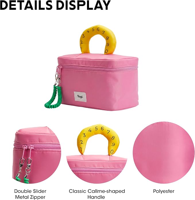 Tagi. Callme Hotdog Large Capacity Travel Makeup Bag, Waterproof Polyester Cosmetic Bag for Women, Wide-Open Flat Pouch for Toiletry & Travel, Portable Organizer with Handle & Dividers - Image 4