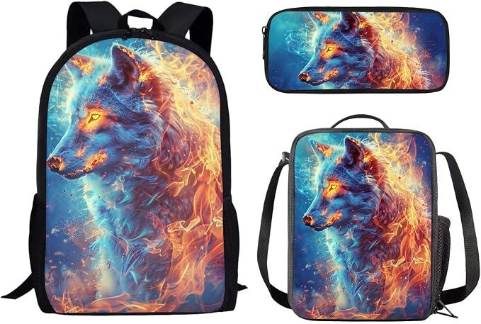 AFPANQZ Kids Backpack 3 Pieces Set Large Capacity School Bags with Heat Insulated Lunch Bags Small Pencil Bags 3 Pack by AFPANQZ