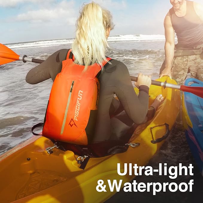 Piscifun Dry Bag Waterproof, Lightweight Dry Backpack Roll-Top Sealed with Waist Pouch and Phone Case Keeps Gear Dry Inside for Kayaking, Boating - Image 6