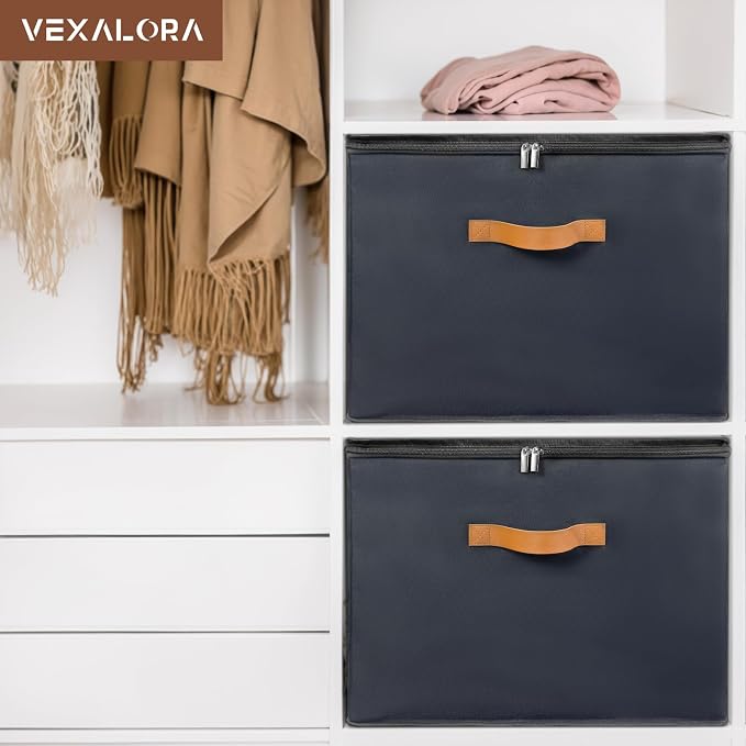 Shoe Organizer Box 2 Pack, Shoe Storage Organizer with Clear Cover, Adjustable Dividers Fits 16-32 Pairs, Fabric Shoe Organizer for Closet, Black - Image 4