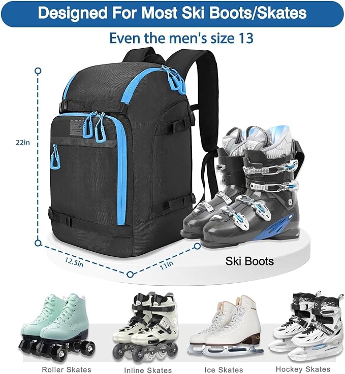 WOLT Ski Boot Bag Backpack - 50L Snowboard Boot Bag for Air Travel for Snow Boots, Ski Helmet, Gloves, Goggles, Skiing Gear - Image 3