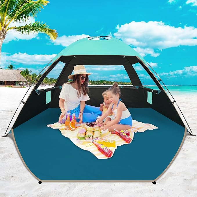COMMOUDS Beach Tent Sun Shelter for 3/4/6/8 Person, UPF 50+ UV Protection Beach Shade Canopy Tent, Lightweight, Easy Set Up and Carry - Image 7