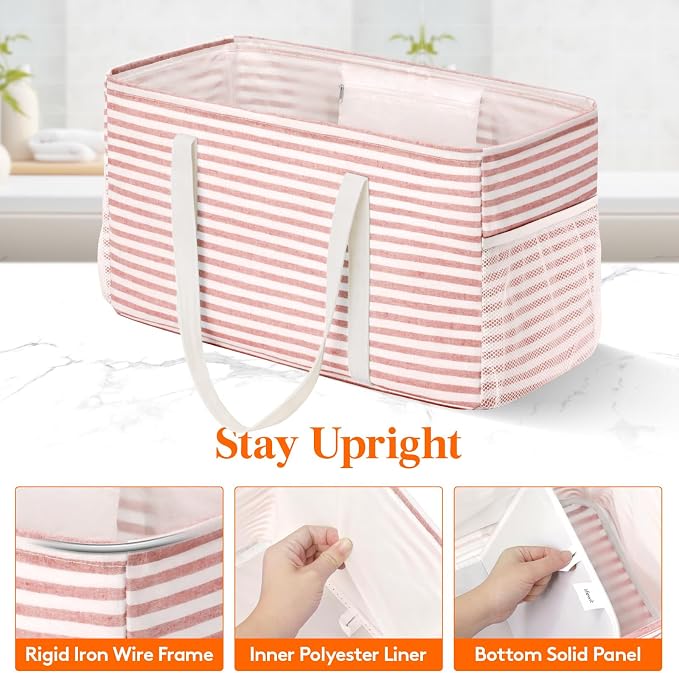 Lifewit Extra Large Tote Bag, Reusable Grocery Bags with Metal Wire Frame and Handles - Image 3